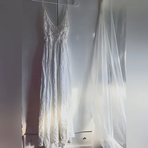 Crochet Backless Maxi Dress White | Color: White | Size: L | Nek_Peek's Closet